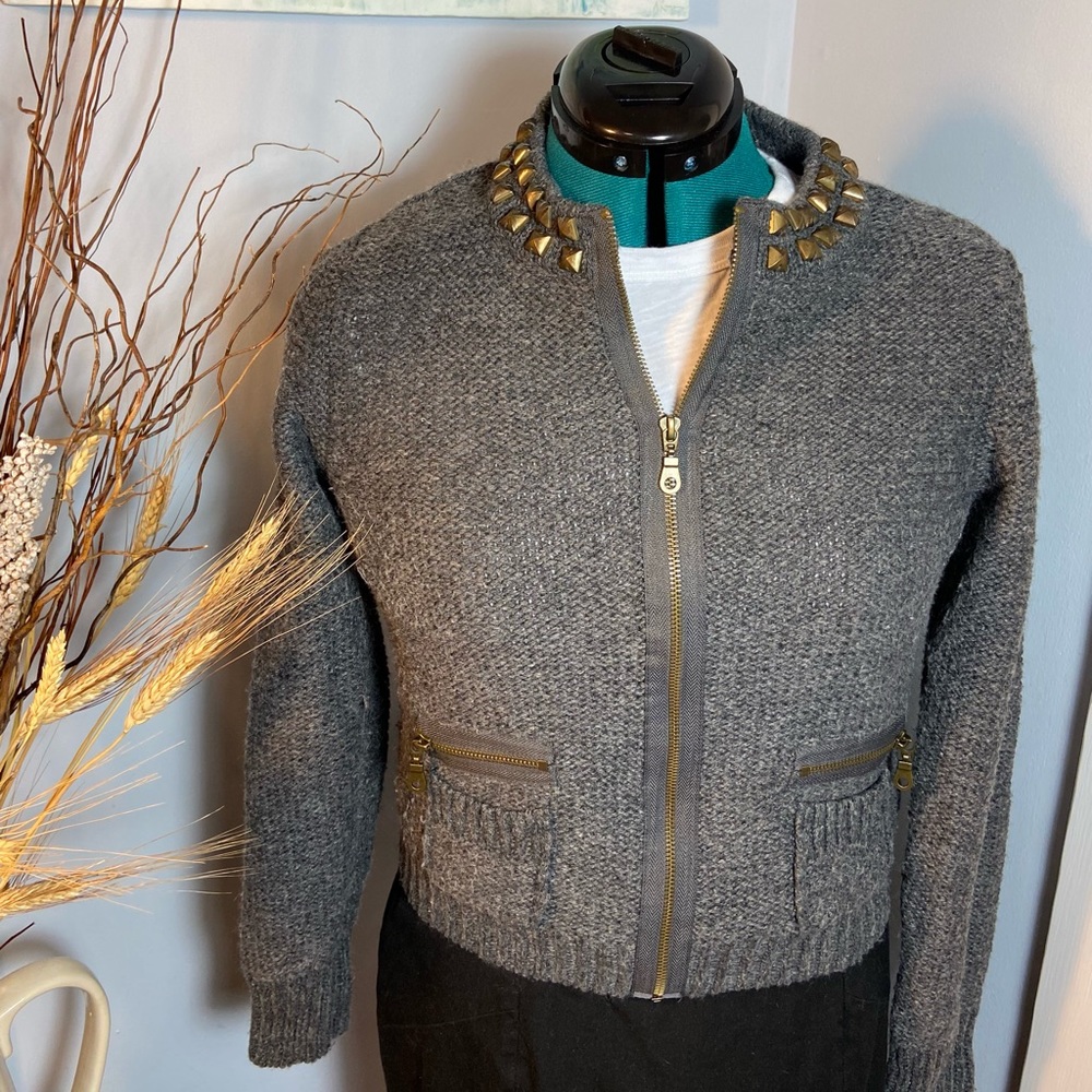 Gray Riveted Sweater